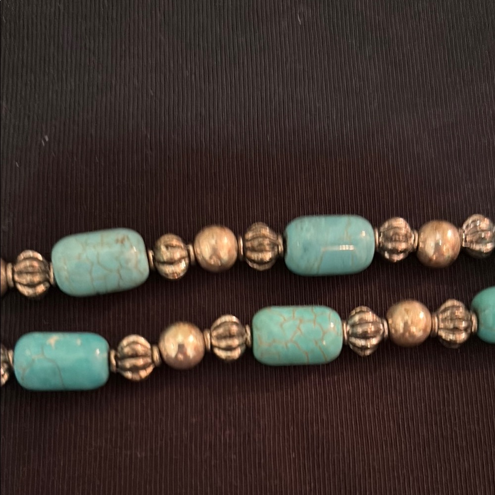 Turquoise and Silver Heart Pendant Necklace - Picture 6 of 7